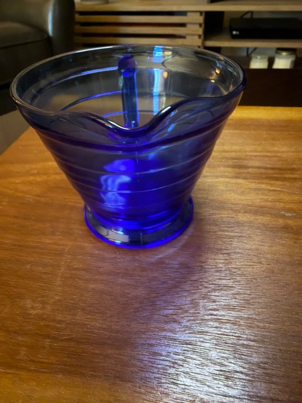 Vintage (1934-42) Hazel-Atlas Moderntone Cobalt Blue Glass Creamer & Sugar Bowl